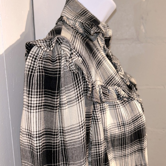 NEW Polo Ralph Lauren Western Black White Plaid Ruffled Button Down XS TP - Picture 7 of 17